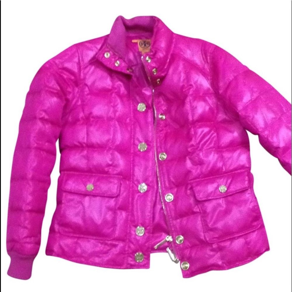 Tory Burch pink puffer coat